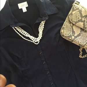 LOFT Navy Button-down Work Shirt
