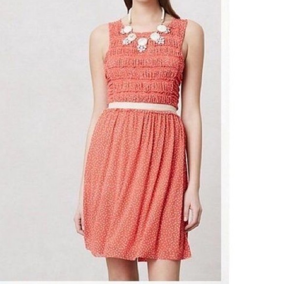 Anthropologie Postmark Orange Dot Dress