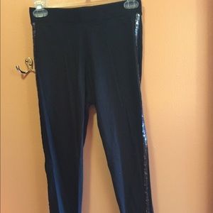 Black leggings with a sequin strip