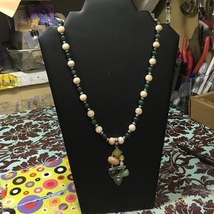 Ornate beaded necklace semi precious stone a
