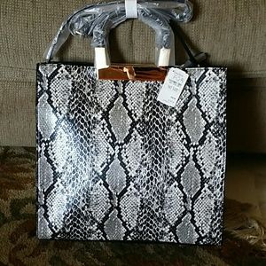 Sasha Snake Embossed tote with gold hardware