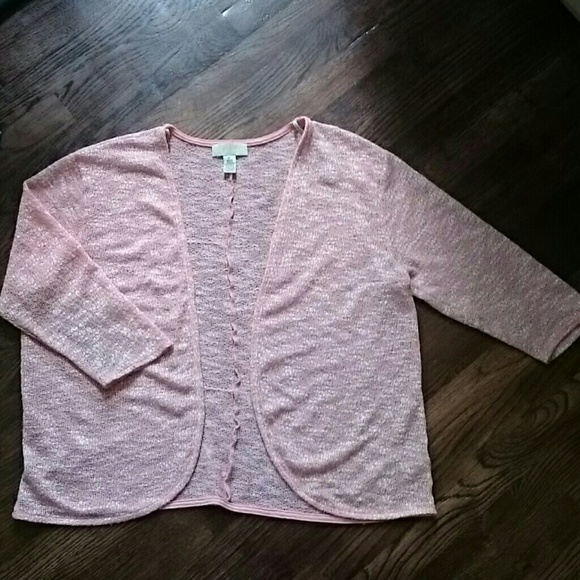 FOREVER  21 PINK & WHITE LIGHTWEIGHT CARDIGAN - Picture 2 of 3