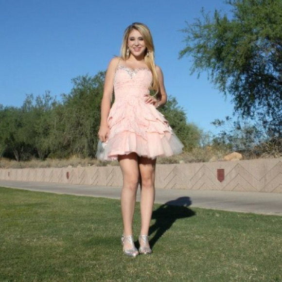 Pink lace homecoming dress!