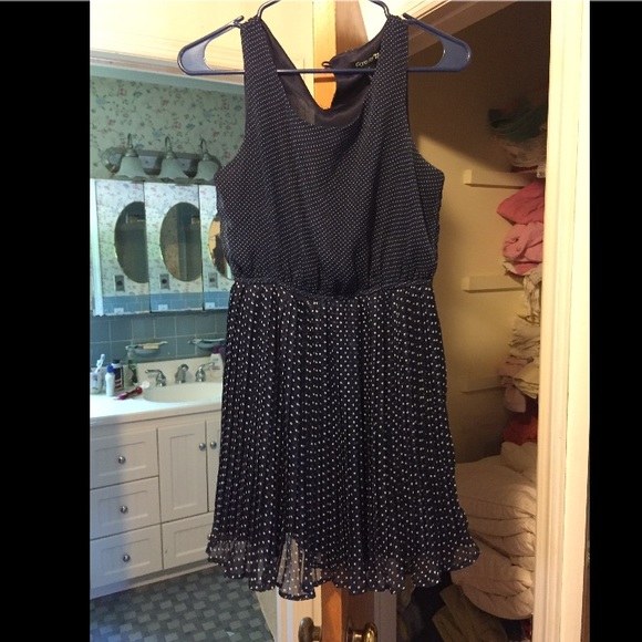 Navy blue Polka dot chiffon dress