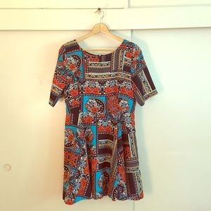 MinkPink Baroque Pattern Skater Skirt Dress