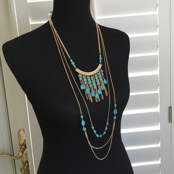 Beautiful gold and turquoise necklace