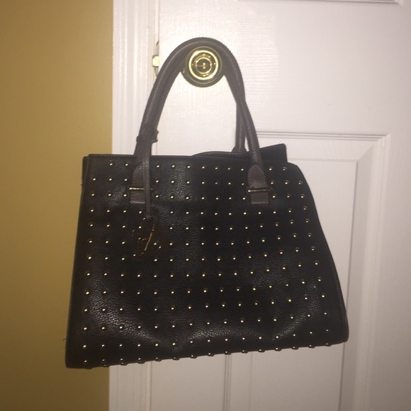 Boutique studded black and brown handbag