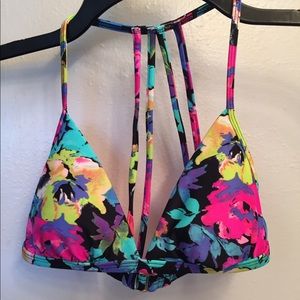Floral strappy triangle bikini top