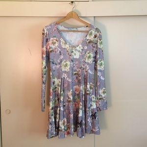 Softest Floral A-Line Pleated Jersey Dress