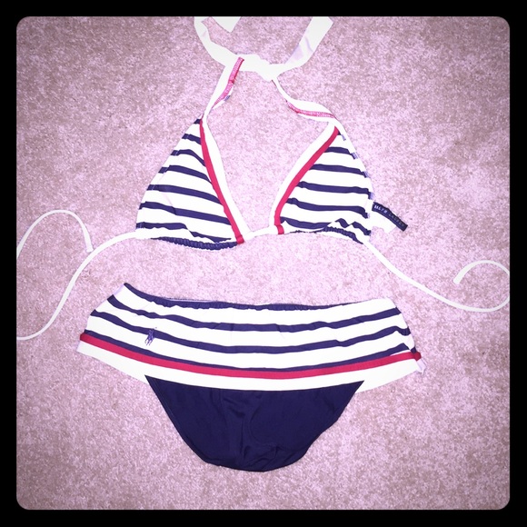 Ralph Lauren red white and blue swim suit me duo