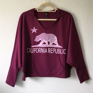 Cropped Maroon California Sweatshirt