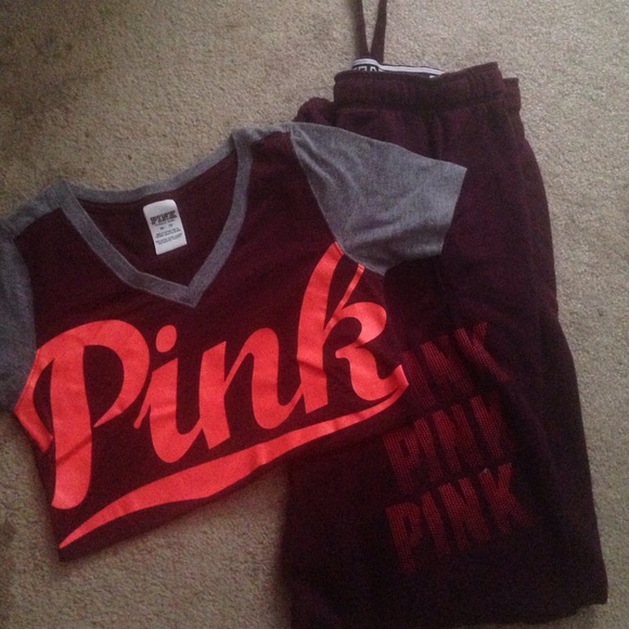 Maroon PINK shirt & sweatpants set!😍