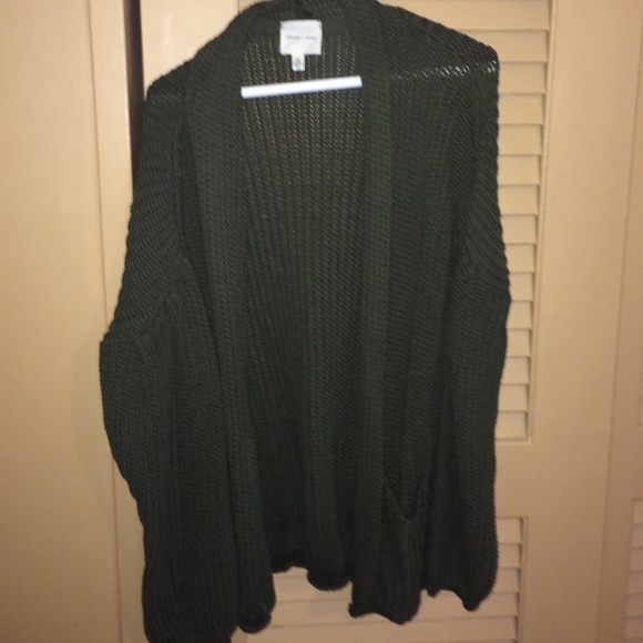 Green cable knit cardigan