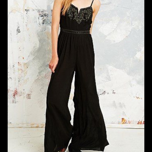 Wide leg black pant suit