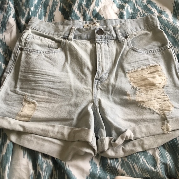 SOLD! Distressed denim cuffed shorts - Picture 1 of 4