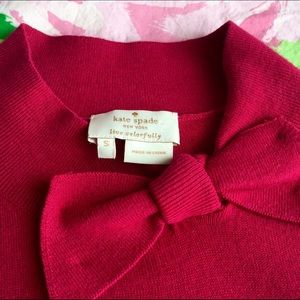Kate Spade Bow 3/4 Sleeve Sweater in Raspberry