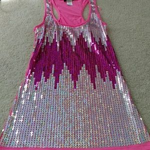Sequin Pink and Silver Tank Top