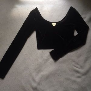 Velvet Crop Top Long Sleeve