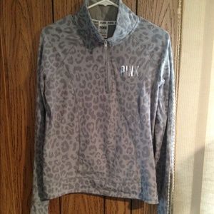 VS PINK leopard pullover half zip size M
