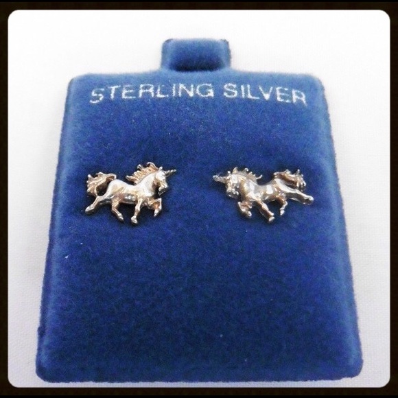 Jewelry - Cute Petite Sterling Silver Unicorn Stud Earrings