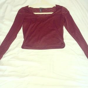 Maroon Long Sleeve Crop Top