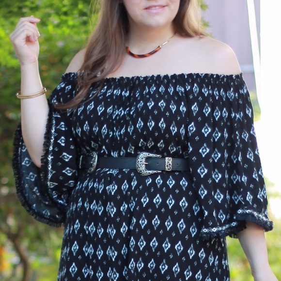 Black Off The Shoulder Dress - Picture 3 of 4