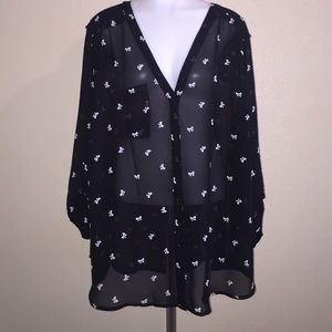 Maurices Black Chiffon Tunic w/ Bows