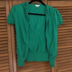 Xhilaration Green Short Sleeve Jacket With Hood