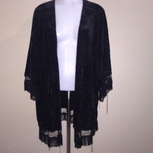 Torrid Black Velvet Coverup w/ Fringe