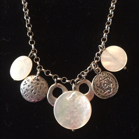Sterling silver and mother pearl necklace