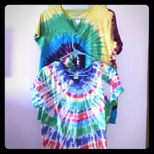 Two tie dye shirts