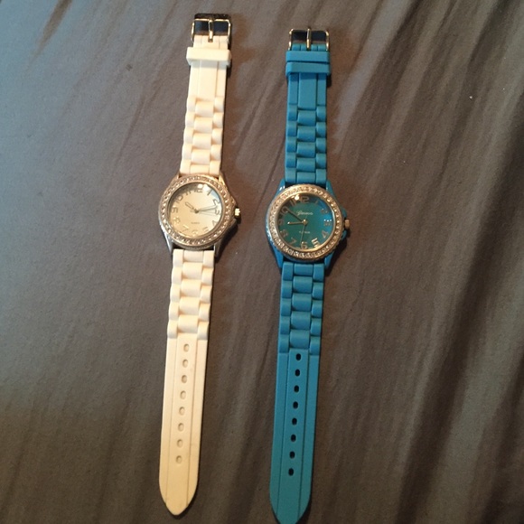 White and blue watches