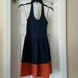 Summer Dress in Navy Blue and Orange