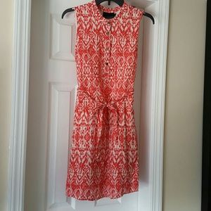 Red Pattern Summer Dress with Side Pockets