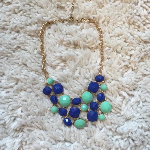 Royal blue and turquoise statement necklace