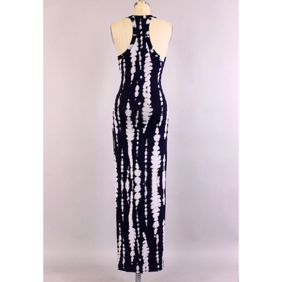 Bamboo sexy tie dye maxi dress w/ slit - Picture 3 of 3