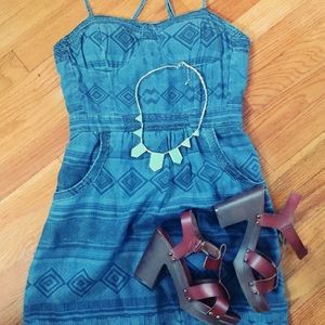 ☂️Aztec Chambray Dress