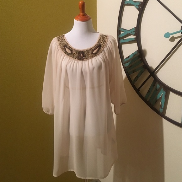 Cream Sheer Dress - Picture 2 of 4