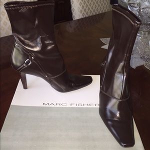 Marc Fisher brown mid calf boots-size 8