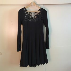 Free People Lace Macramé Skater Skirt Dress