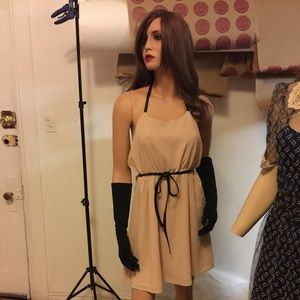 Nude and black backless dress