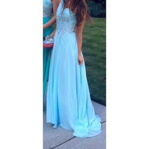 Elegant blue prom dress