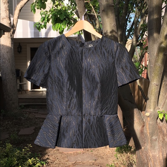 McQ by Alexander McQueen navy and black peplum top