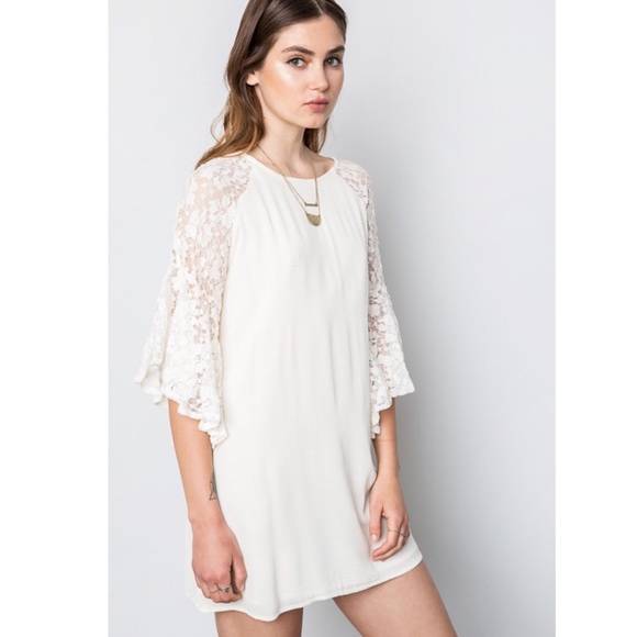 🆕CHANTILLY Lace Bell Sleeve Shift Dress - CREAM - Picture 3 of 3