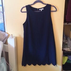 Navy blue, scalloped shift dress