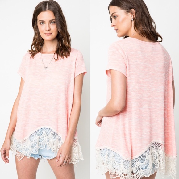 🆕SAVANNAH Lace Trim Soft Tee - LATTE - Picture 2 of 4