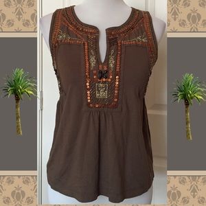 Boston Proper knit top w/ embroidery and beading Boston Proper knit top w/ embroidery and beading