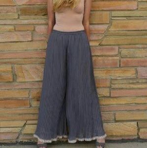 Boho style pleated palazzo pants