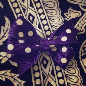 Purple & White Polka Dot Bow