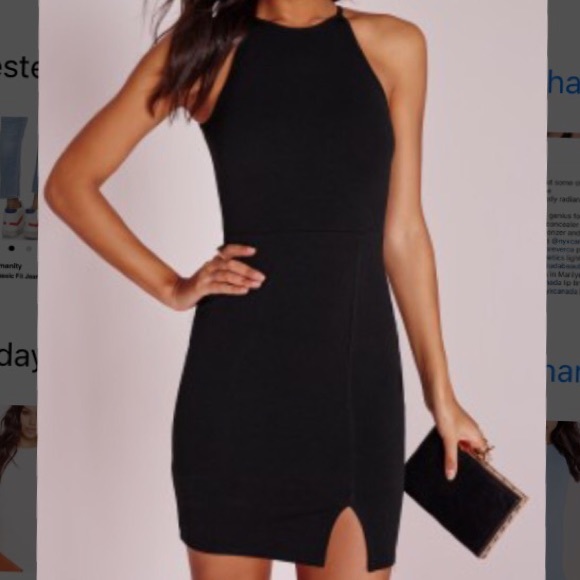 High neck slit Bodycon Dress